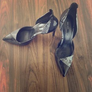 Zara snake asymmetrical pointed high heels